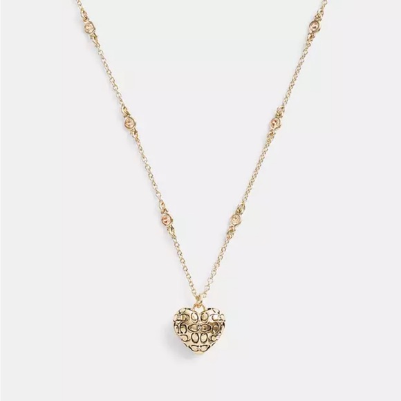 Coach Quilted Signature Heart Pendant Necklace NWT!! - Picture 1 of 3